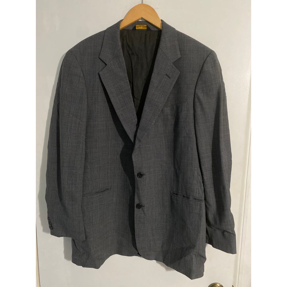 Brooks Brothers Brooksease blazer sports coat men size 42L gray plaid wool Italy